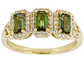 Green Tourmaline 18K Yellow Gold Over Sterling Silver Ring 0.88ctw