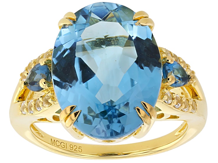 Multi-Color Topaz 18k Yellow Gold Over Sterling Silver Ring 10.63