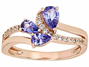 Tanzanite With White Zircon 18k Rose Gold Over Sterling Silver Ring 0.79ctw