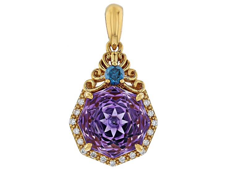 Purple Canela Amethyst 18K Yellow Gold Over Sterling Silver Enhancer Pendant 4.08ctw