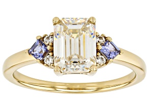 Strontium Titanate With Tanzanite, & White Zircon 18k Yellow Gold Over Sterling Silver Ring 2.34ctw