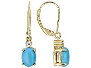 Blue Sleeping Beauty Turquoise 18K Yellow Gold Over Sterling Silver Earrings 0.05ctw