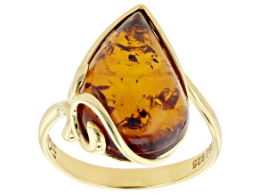 Amber 18k Yellow Gold Over Sterling Silver Ring