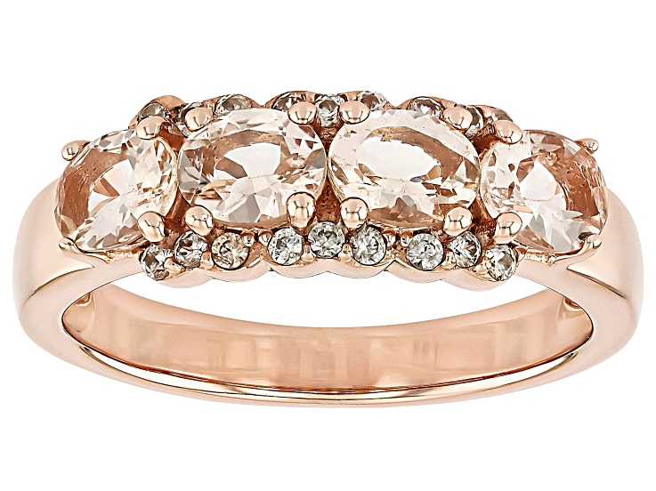 Peach Morganite With White Zircon 18k Rose Gold Over Sterling