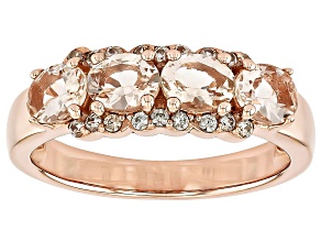 Peach Morganite With White Zircon 18k Rose Gold Over Sterling Silver Ring 1.14ctw