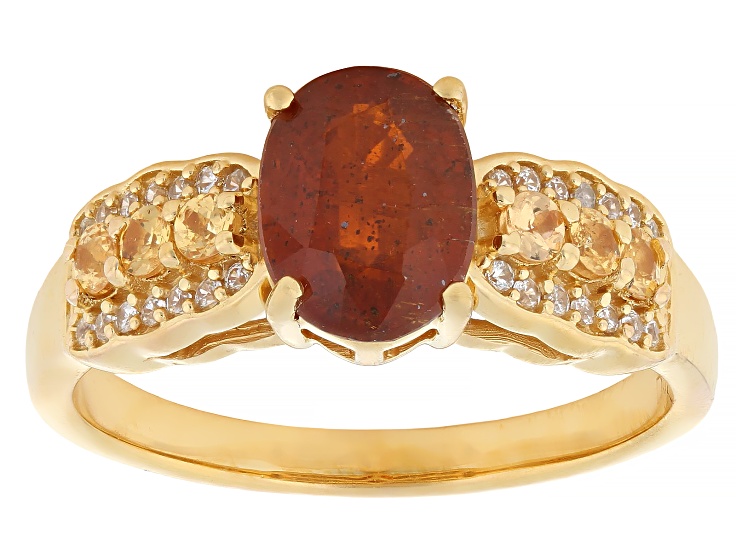 Orange Kyanite With Spessartite & White Zircon 18K Yellow Gold Over Sterling Silver Ring 1.67ctw