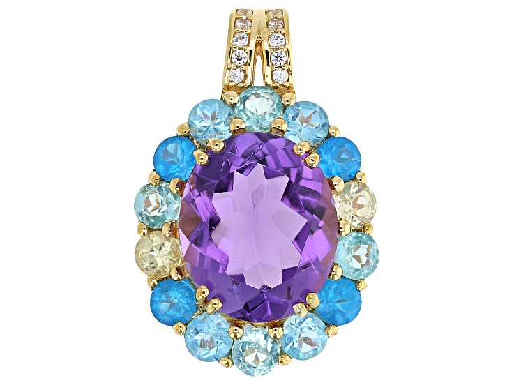 Canela Amethyst 18K Yellow Gold Over Sterling Silver Enhancer Pendant 5.34ctw