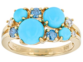 Blue Sleeping Beauty Turquoise 18K Yellow Gold Over Sterling Silver Ring 0.32ctw