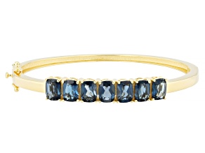 London Blue Topaz 18K Yellow Gold Over Sterling Silver Cuff Bangle 9.50ctw