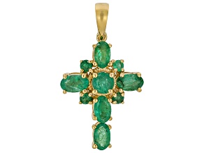 Green Zambian Emerald 18K Yellow Gold Over Sterling Silver Pendant 1.27ctw