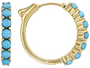 Blue Sleeping Beauty Turquoise 18K Yellow Gold Over Sterling Silver Hoop Earrings