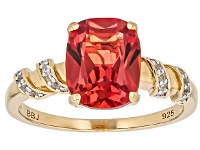 Lab Sunset Sapphire With Lab White Sapphire 18k Yellow Gold Over Sterling Silver Ring 4.11ctw