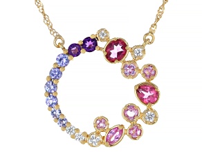 Multi-Gemstone 18K Yellow Gold Over Sterling Silver Necklace 2.23ctw