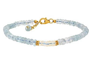 White Ethiopian Opal 18K Yellow Gold Over Sterling Silver Beaded Bracelet