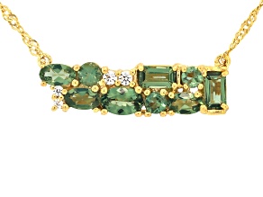 Green Apatite 18K Yellow Gold Over Sterling Silver Bar Necklace 2.05ctw