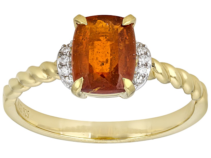 Orange Kyanite 18K Yellow Gold and Rhodium Over Sterling Silver Ring 1.65ctw