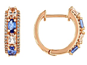 Peach Morganite With Tanzanite And White Zircon 18k Rose Gold Over Sterling Silver Earrings 1.62ctw