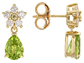 Green Peridot 18K Yellow Gold Over Sterling Silver Earrings 2.61ctw