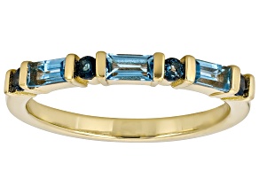 Swiss Blue Topaz 18K Yellow Gold Over Sterling Silver Band Ring 0.58ctw