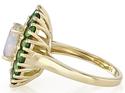 Ethiopian Opal, Chrome Diopside And Yellow Diamond 18k Yellow Gold
