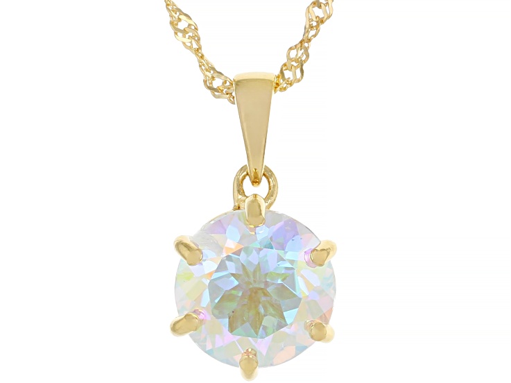Multi-Color Mercury Mist Topaz 18K Yellow Gold Over Sterling Silver Pendant With Chain 4.95ctw