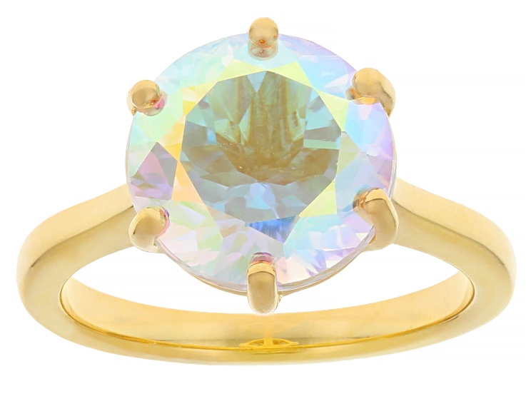 Mercury Mist Topaz 18K Yellow Gold Over Sterling Silver Solitaire Ring 4.95ctw