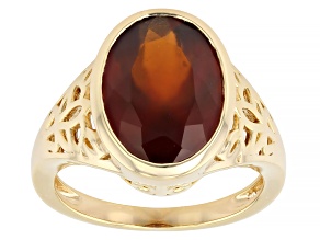 Orange Hessonite 18K Yellow Gold Over Sterling Silver Solitaire Ring 4.51ct