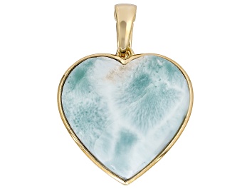 Picture of Blue Larimar 18K Yellow Gold Over Sterling Silver Pendant