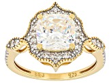 Strontium Titanate With White Zircon 18k Yellow Gold Over Sterling Silver Ring 3.37ctw
