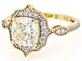 Strontium Titanate With White Zircon 18k Yellow Gold Over Sterling Silver Ring 3.37ctw