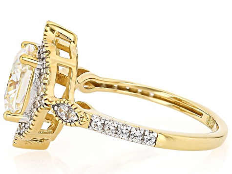 Strontium Titanate With White Zircon 18k Yellow Gold Over Sterling Silver Ring 3.37ctw