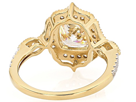 Strontium Titanate With White Zircon 18k Yellow Gold Over Sterling Silver Ring 3.37ctw