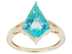 Paraiba Blue Topaz 18K Yellow Gold Over Sterling Silver Ring 3.57ct