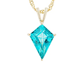 Paraiba Blue Topaz 18K Yellow Gold Over Sterling Silver Pendant with Chain 3.57ct