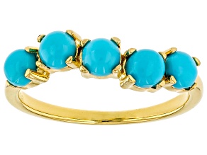 Sleeping Beauty Turquoise 18k Yellow Gold Over Sterling Silver Ring