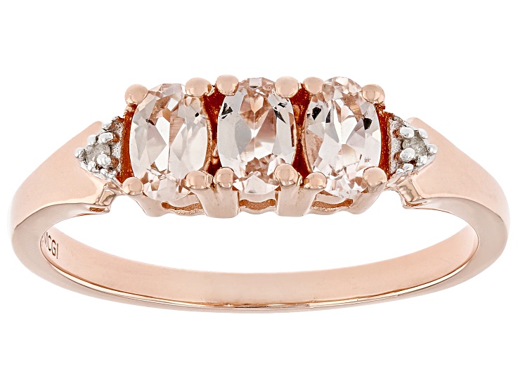 ROSE❣️ Peach Morganite With White Diamond 18k Rose Gold Over