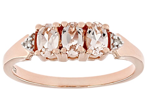 Peach Morganite With White Diamond 18k Rose Gold Over Sterling Silver Ring 0.52ctw