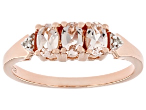 Peach Morganite With White Diamond 18k Rose Gold Over Sterling Silver Ring 0.52ctw