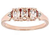 Peach Morganite With White Diamond 18k Rose Gold Over Sterling Silver Ring 0.52ctw