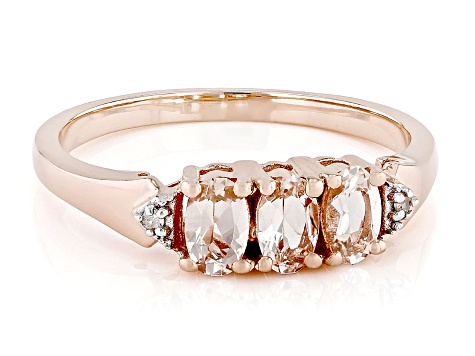Peach Morganite With White Diamond 18k Rose Gold Over Sterling