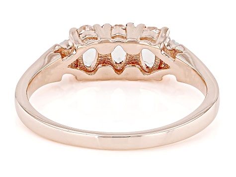 Peach Morganite With White Diamond 18k Rose Gold Over Sterling Silver Ring 0.52ctw