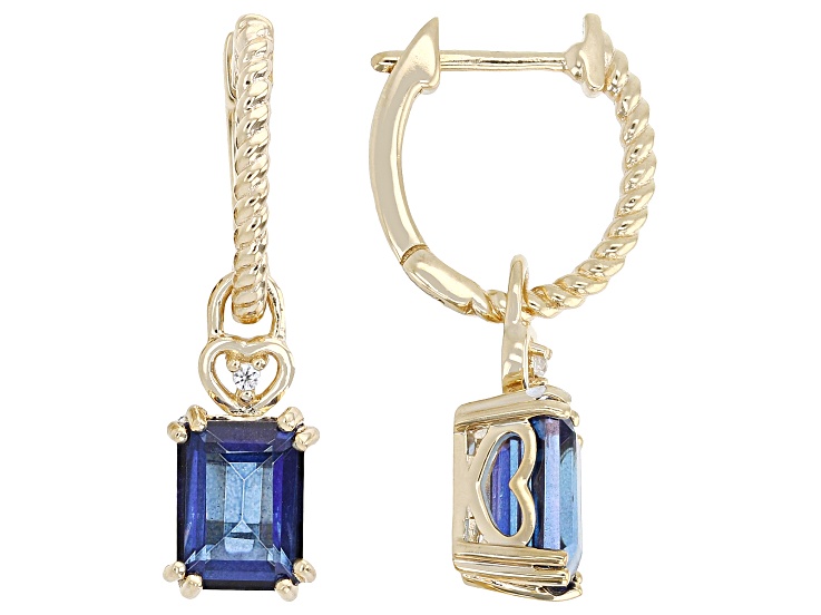 Butterfly Blue Topaz 18K Yellow Gold Over Sterling Silver Earrings 2.62ctw