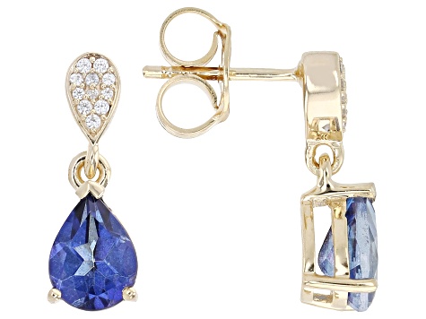 Butterfly Blue Topaz 18K Yellow Gold Over Sterling Silver Earrings