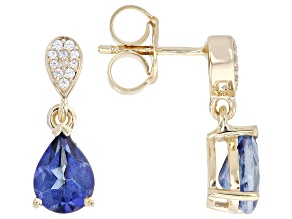 Butterfly Blue Topaz 18K Yellow Gold Over Sterling Silver Earrings 1.71ctw