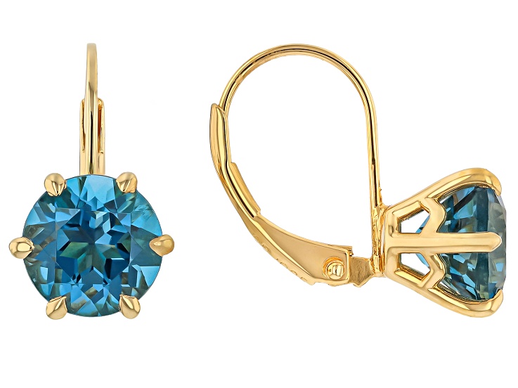 London Blue Topaz 18K Yellow Gold Over Sterling Silver Solitaire Earrings 4.00ctw
