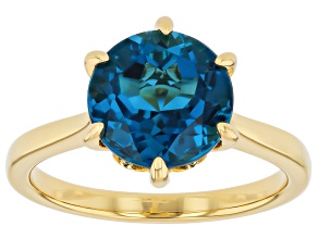 London Blue Topaz 18K Yellow Gold Over Sterling Silver Solitaire Ring 3.83ct