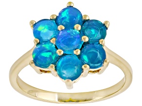 Paraiba Blue Ethiopian Opal 18K Yellow Gold Over Sterling Silver Ring