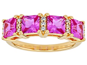 Pink Lab Created Sapphire 18K Yellow Gold Over Sterling Silver Ring 2.72ctw