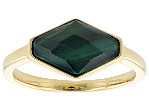 Malachite 18k Yellow Gold Over Sterling Silver Ring 2.64ct