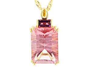 Padparadscha Color Topaz 18K Yellow Gold Over Silver Pendant with Chain 7.78ctw